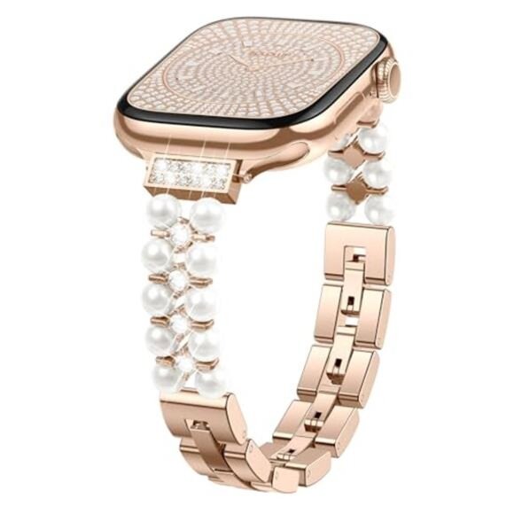 Apple Accessories - NEW Rose Gold rhinestone Pearl Apple Watch Band